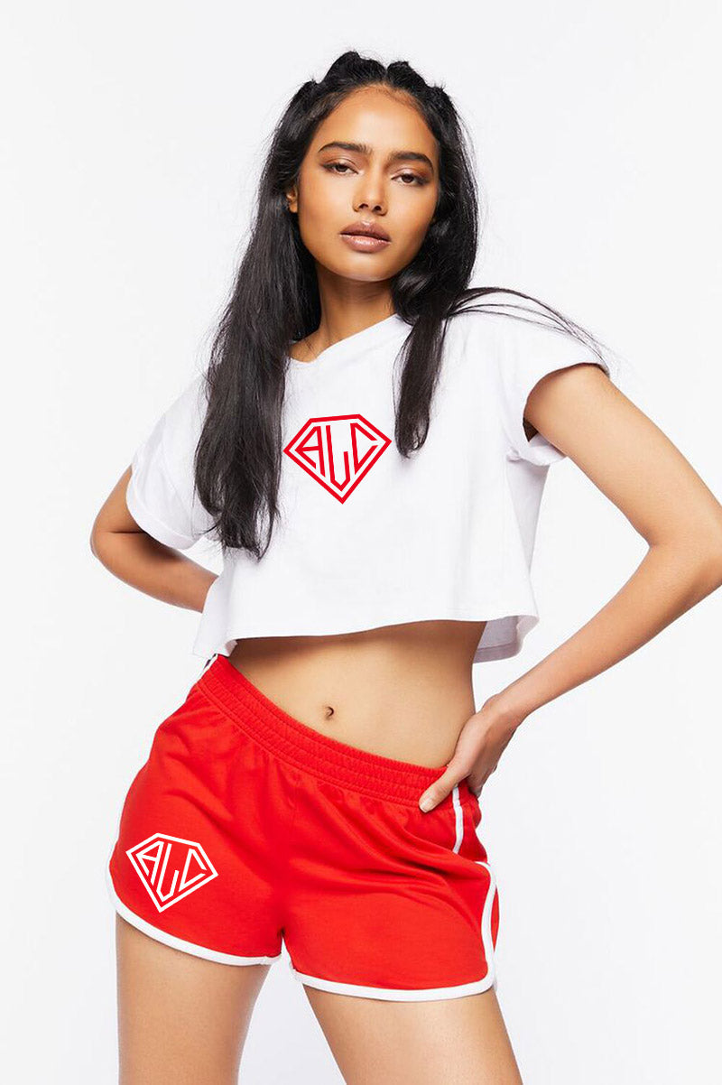 Women's Red Authentic Luxury Clothing Logo Crop Top